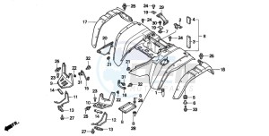 TRX300 FOURTRAX 300 drawing REAR FENDER