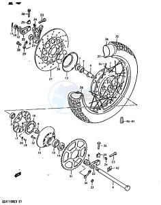 GSX1100 (Z-D) drawing REAR WHEEL (GSX1100Z D XD)