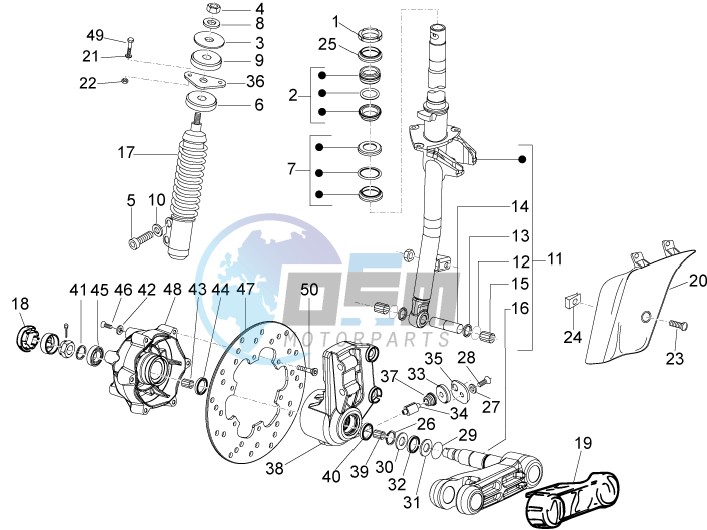 Fork - steering tube - Steering bearing unit