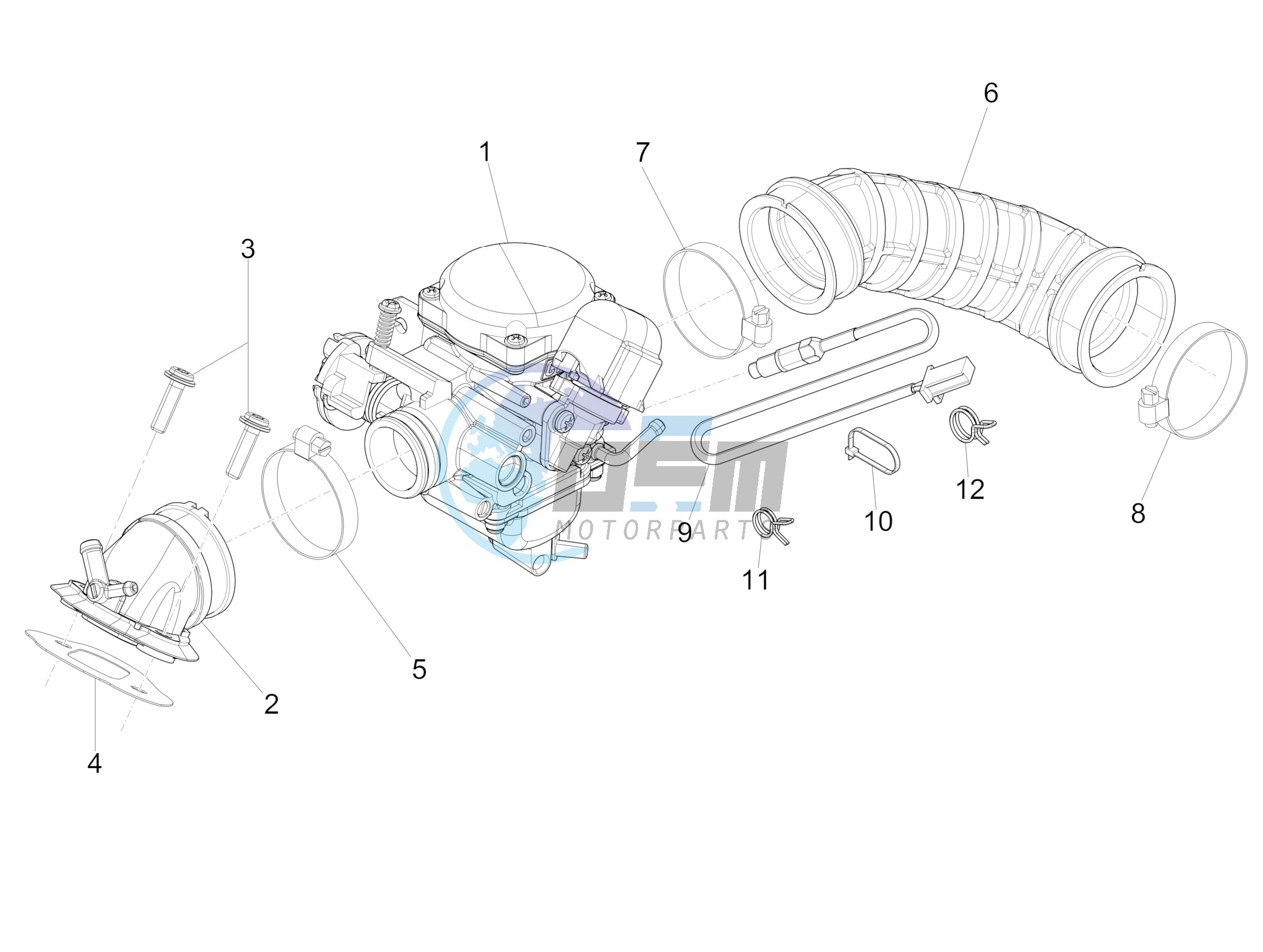 Carburettor, assembly - Union pipe