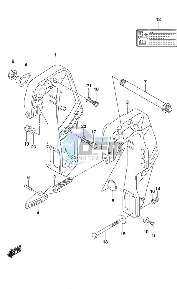 Clamp Bracket Remote Control Tiller Handle w/Power Tilt