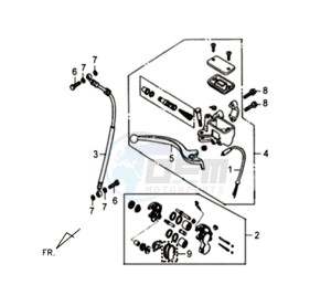 SYMPLY 50 drawing VOORBRAKE CALIPER / BRAKE LEVER /BRAKE LINES