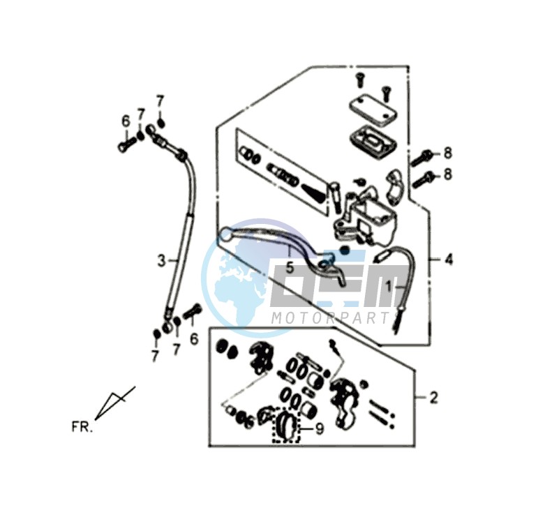 VOORBRAKE CALIPER / BRAKE LEVER /BRAKE LINES