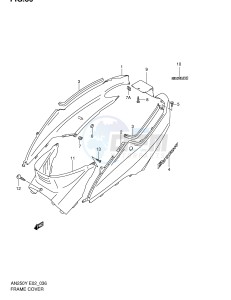 AN250 (E2) Burgman drawing FRAME COVER (MODEL W X)