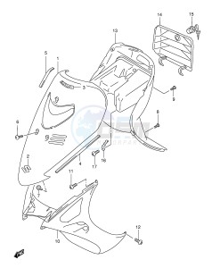 AN125 (E2) Burgman drawing LEG SHIELD (MODEL X Y)