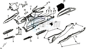 GTS 250 EURO3 drawing FOOTREST / FRAME COWLING