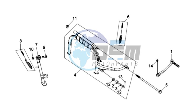 CENTRAL STAND - SIDE STAND - KICKSTARTER PEDAL