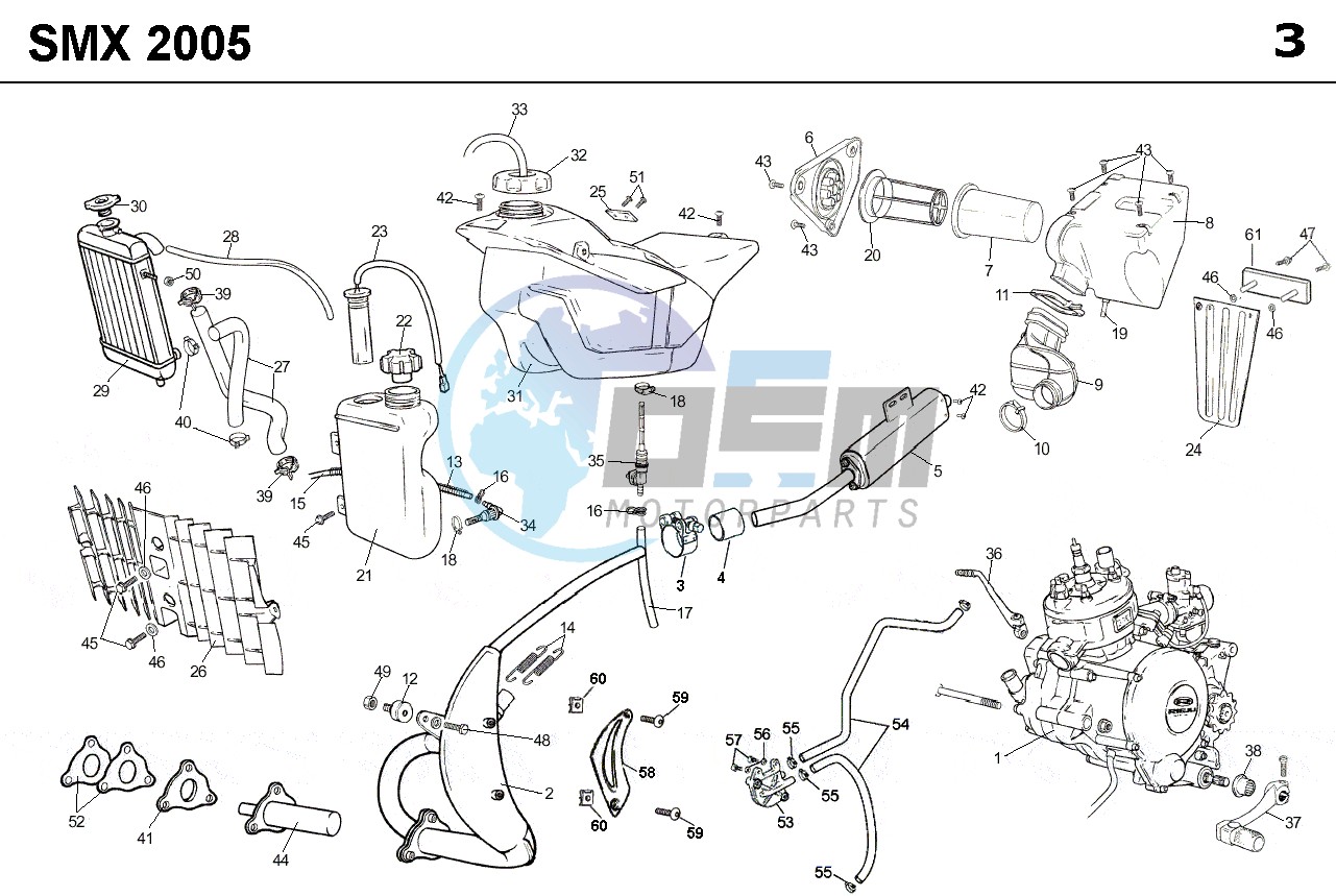 EXHAUST,RADIATOR,TANK, AIRFILTER