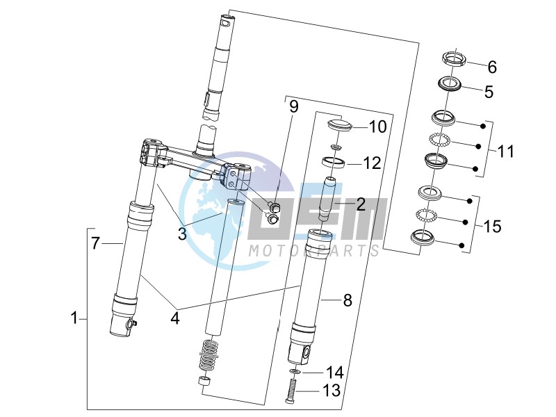 Fork steering tube - Steering bearing unit