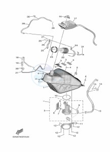 MWD300 TRICITY 300 (BED8) drawing FUEL TANK