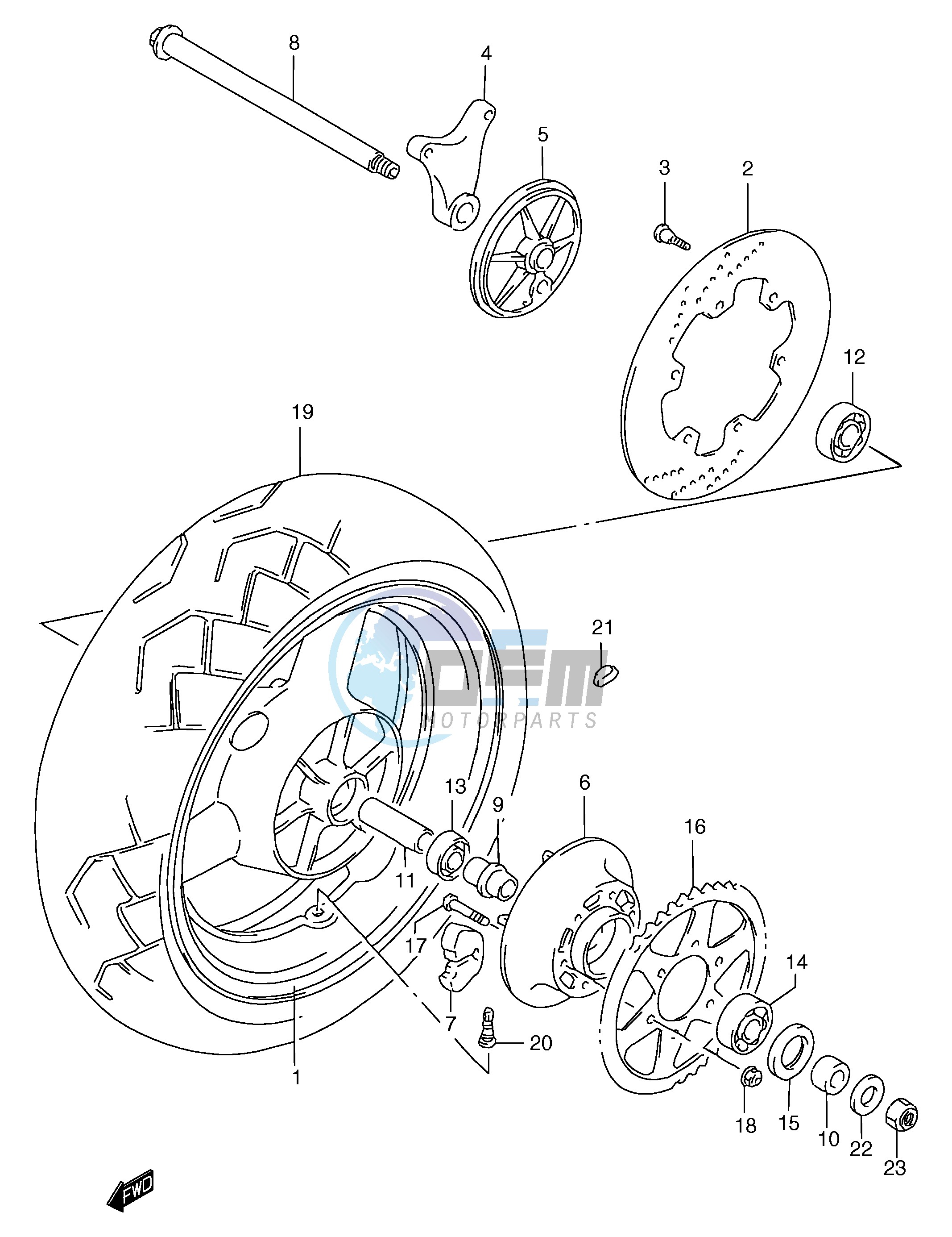 REAR WHEEL (GSF1200SAV SAW SAX SAY)