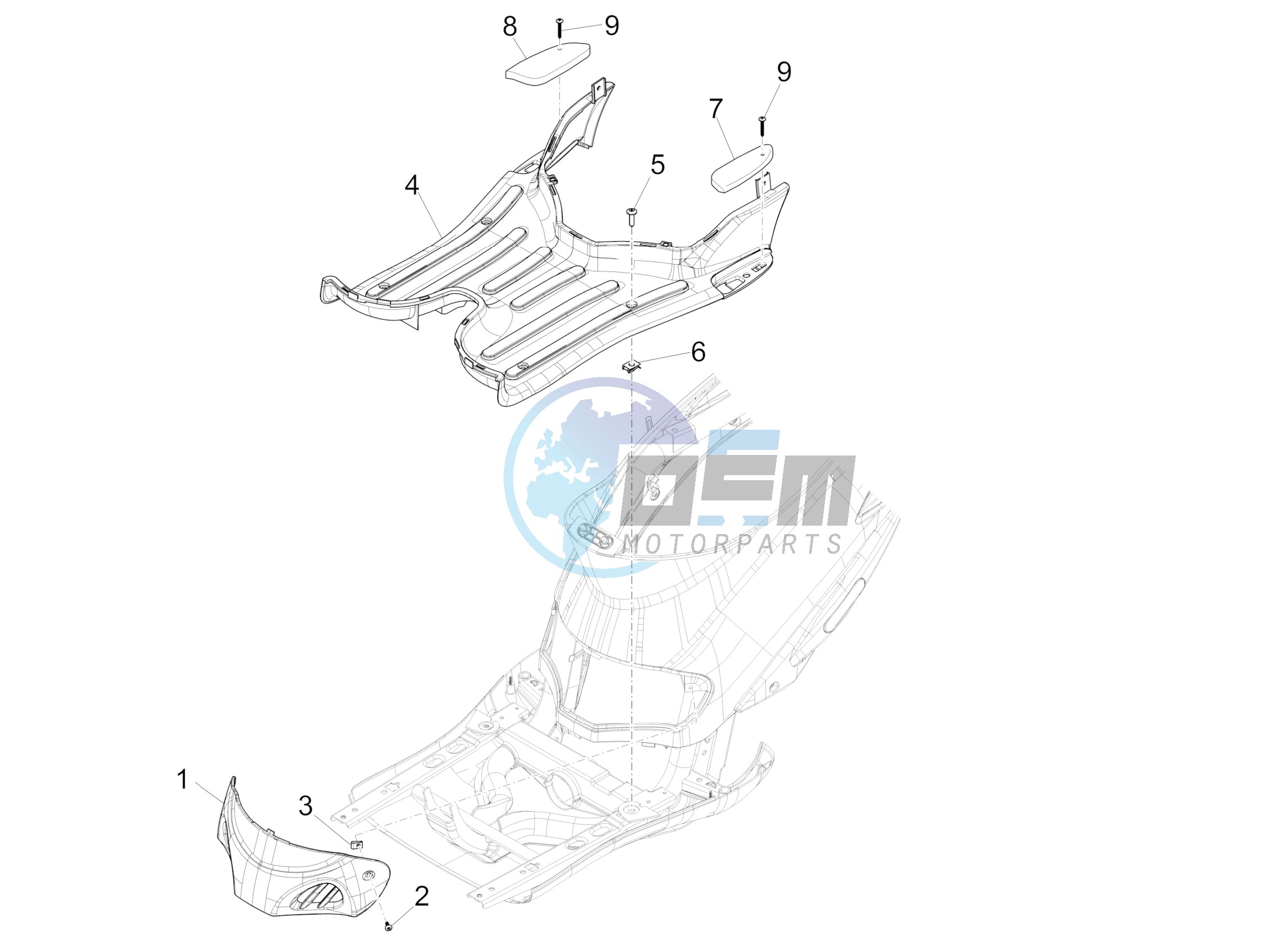 Central cover - Footrests