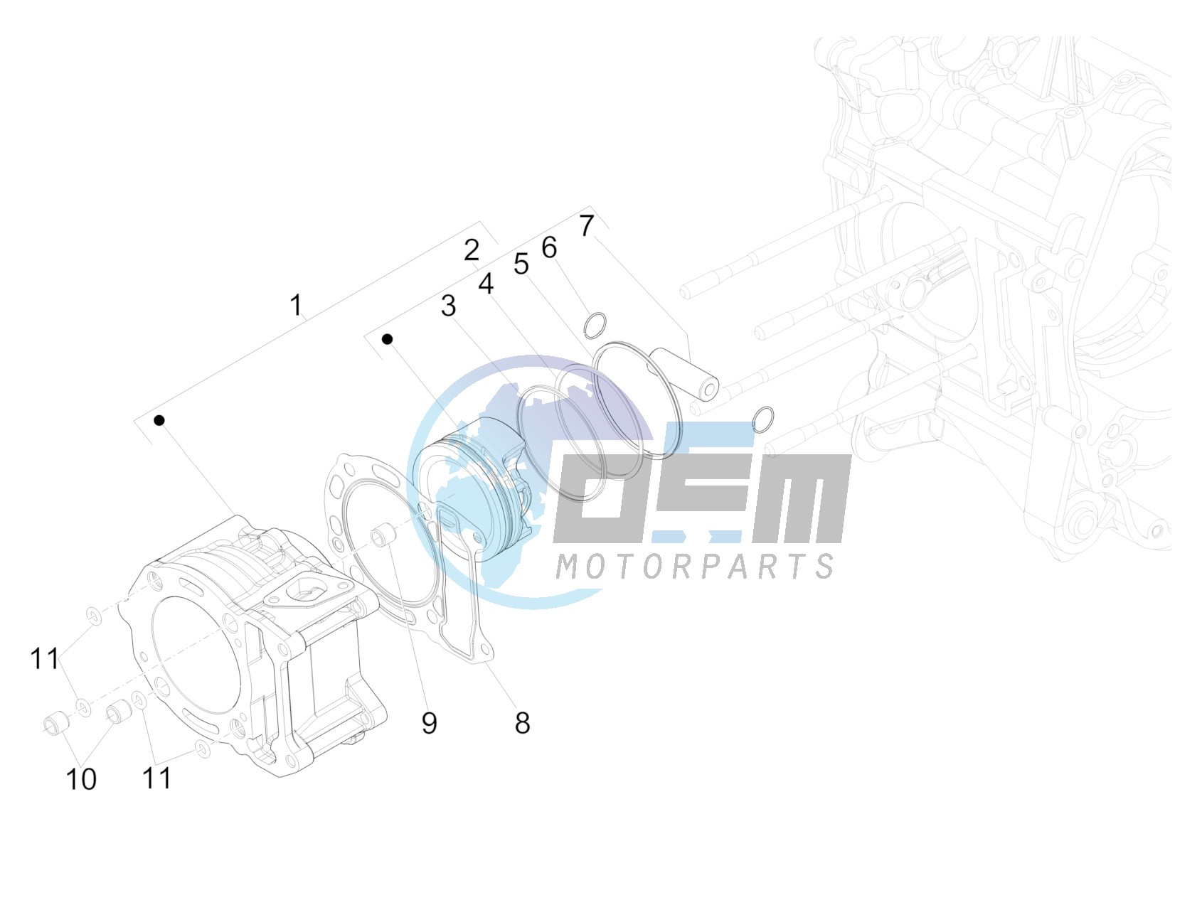 Cylinder-piston-wrist pin unit