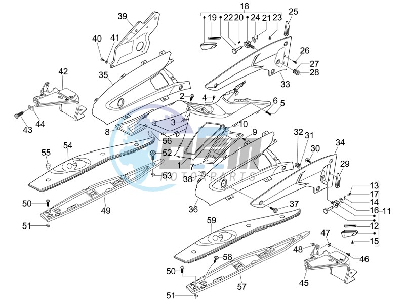 Central cover - Footrests