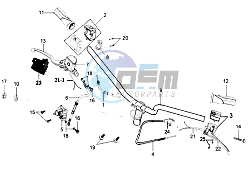 HANDLEBAR / BRAKE LEVERS CPL  L /R