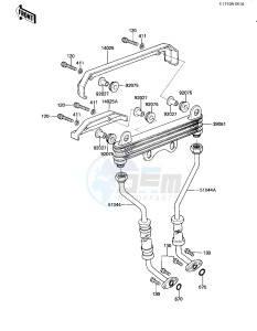 KZ 550 D [GPZ] (D1) [GPZ] drawing OIL COOLER