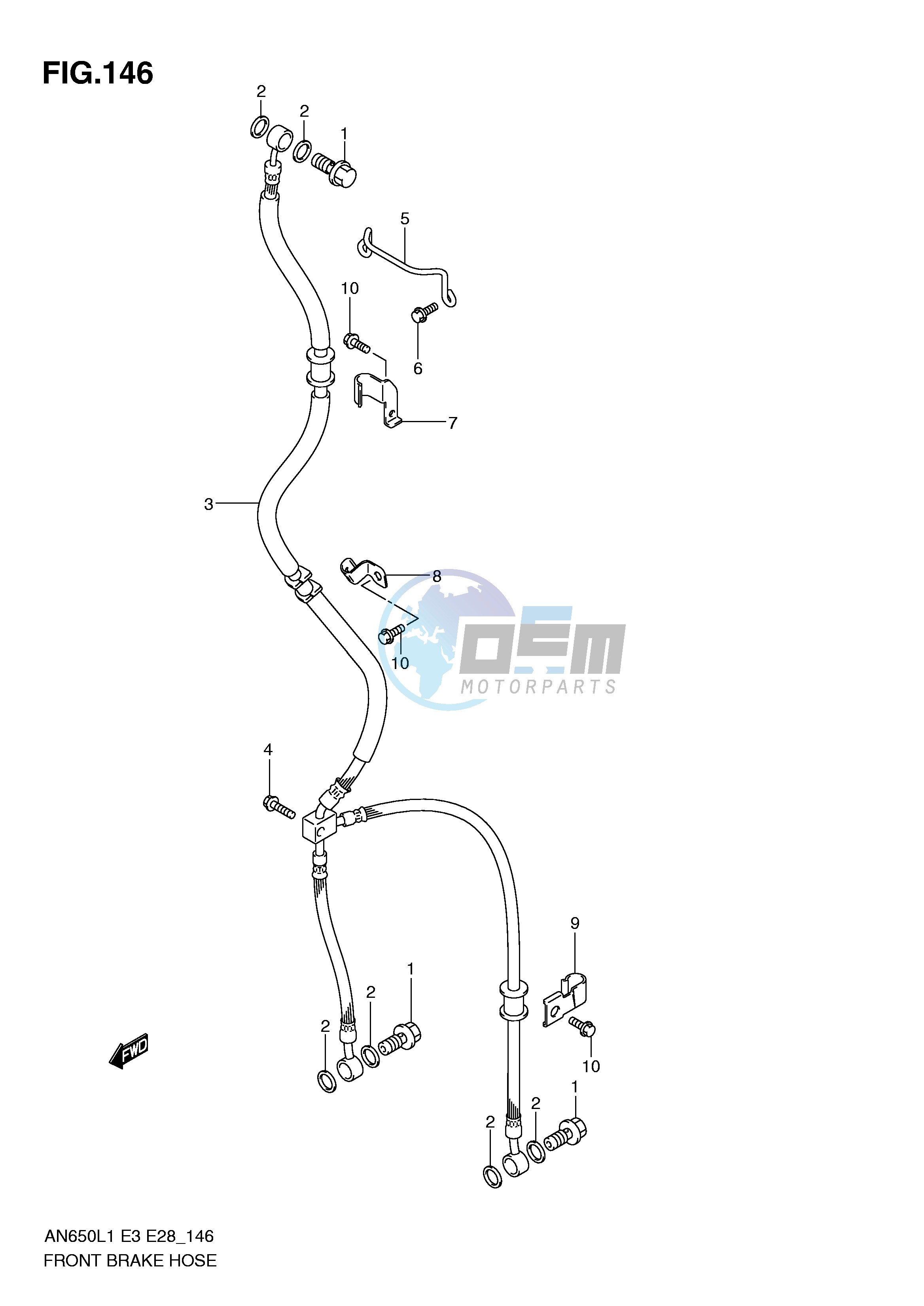 FRONT BRAKE HOSE (AN650L1 E3)