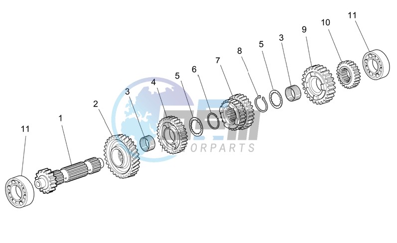 Primary gear shaft