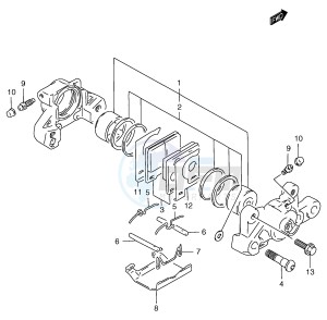 GSF1200 (E2) Bandit drawing REAR CALIPER (GSF1200T V W X Y ST SV SW SX SY)