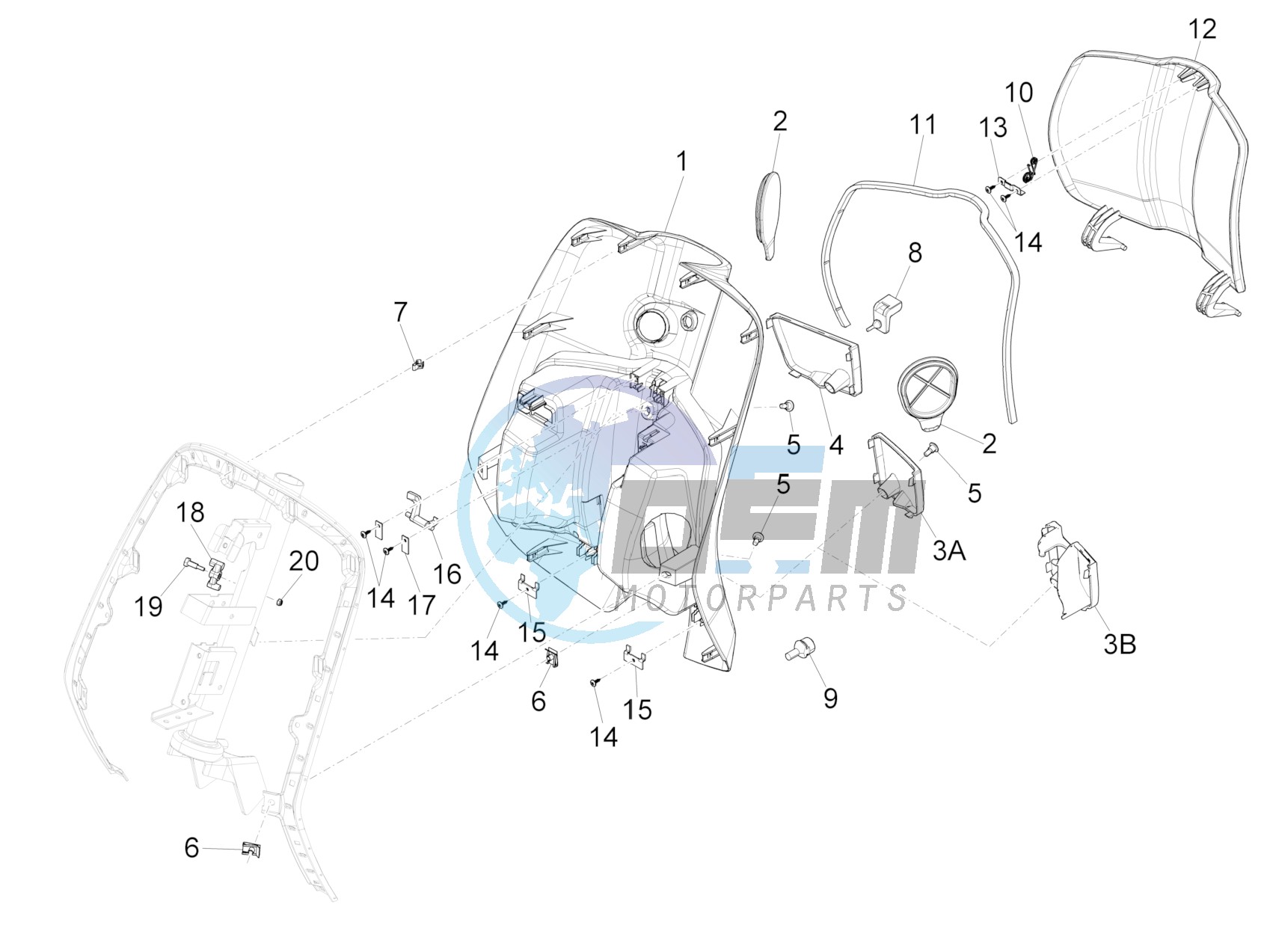 Front glove-box - Knee-guard panel