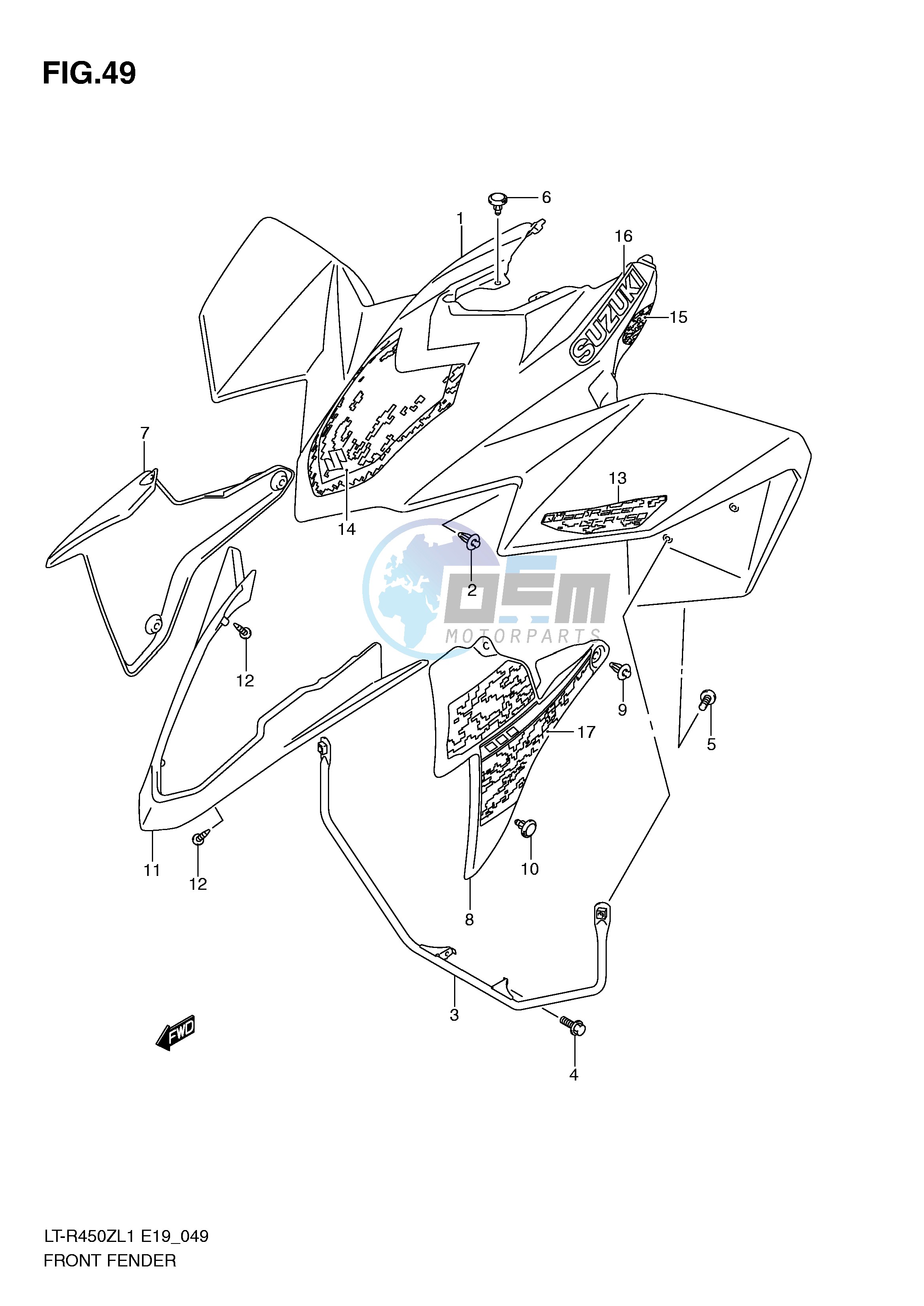 FRONT FENDER (LT-R450L1 E19)