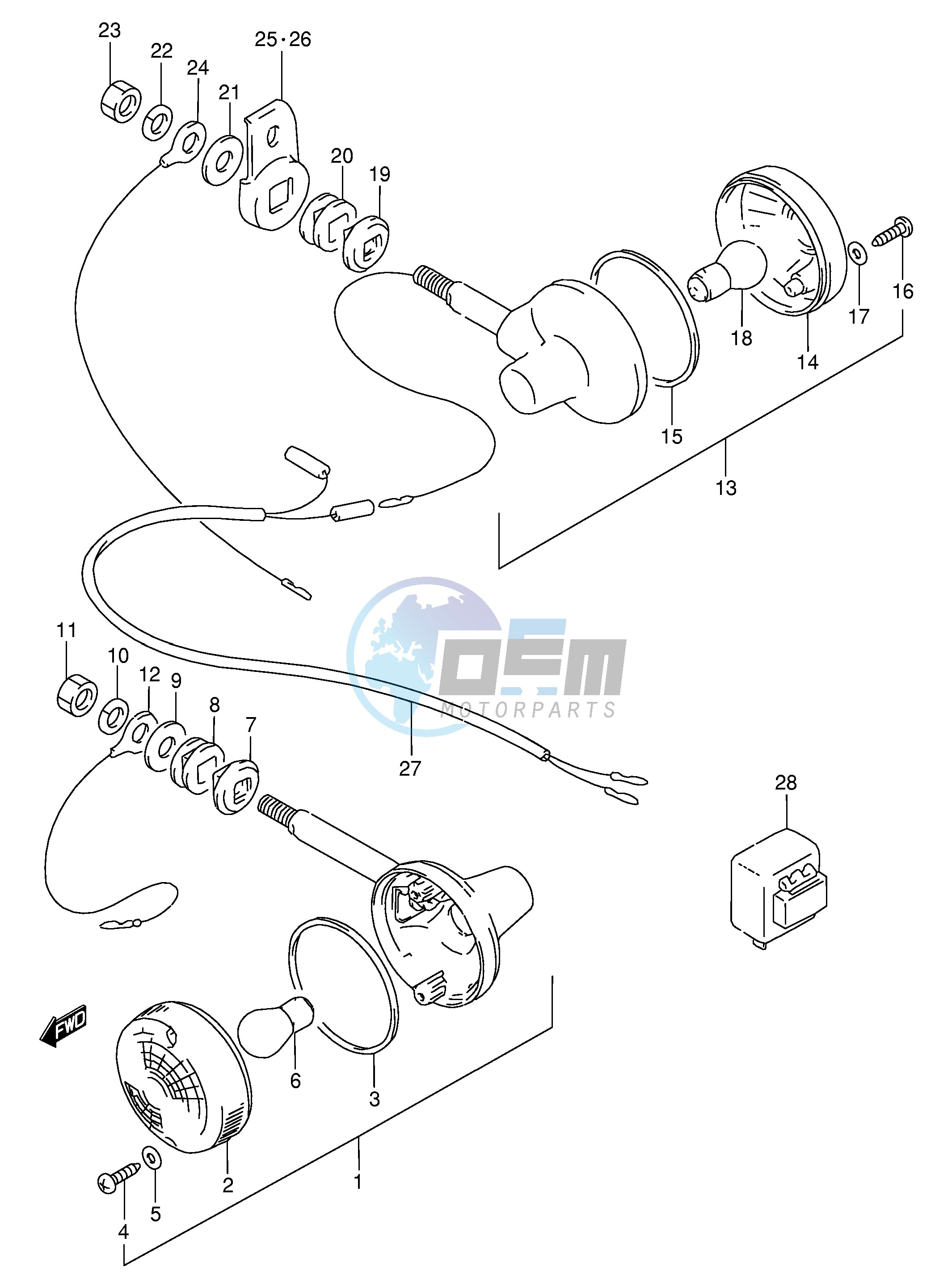 TURN SIGNAL LAMP (E2,E4,E34,E53,MODEL N P R E24)