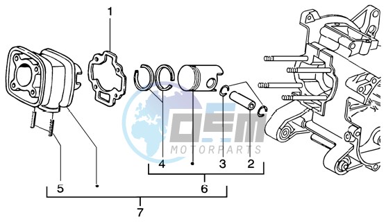 Cylinder-piston-wrist pin assy