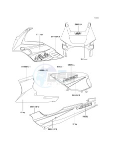 EX 500 D [NINJA 500R] (D10-D12) [NINJA 500R] drawing DECALS-- SILVER- --- D10- -