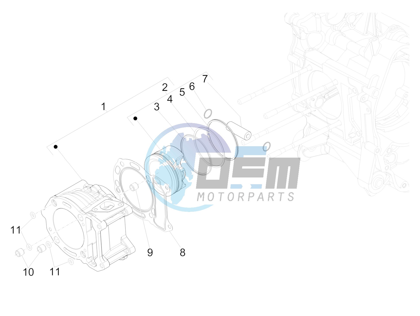 Cylinder-piston-wrist pin unit