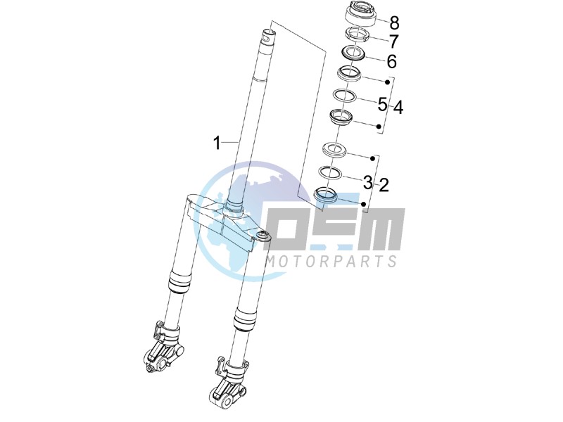 Fork steering tube - Steering bearing unit