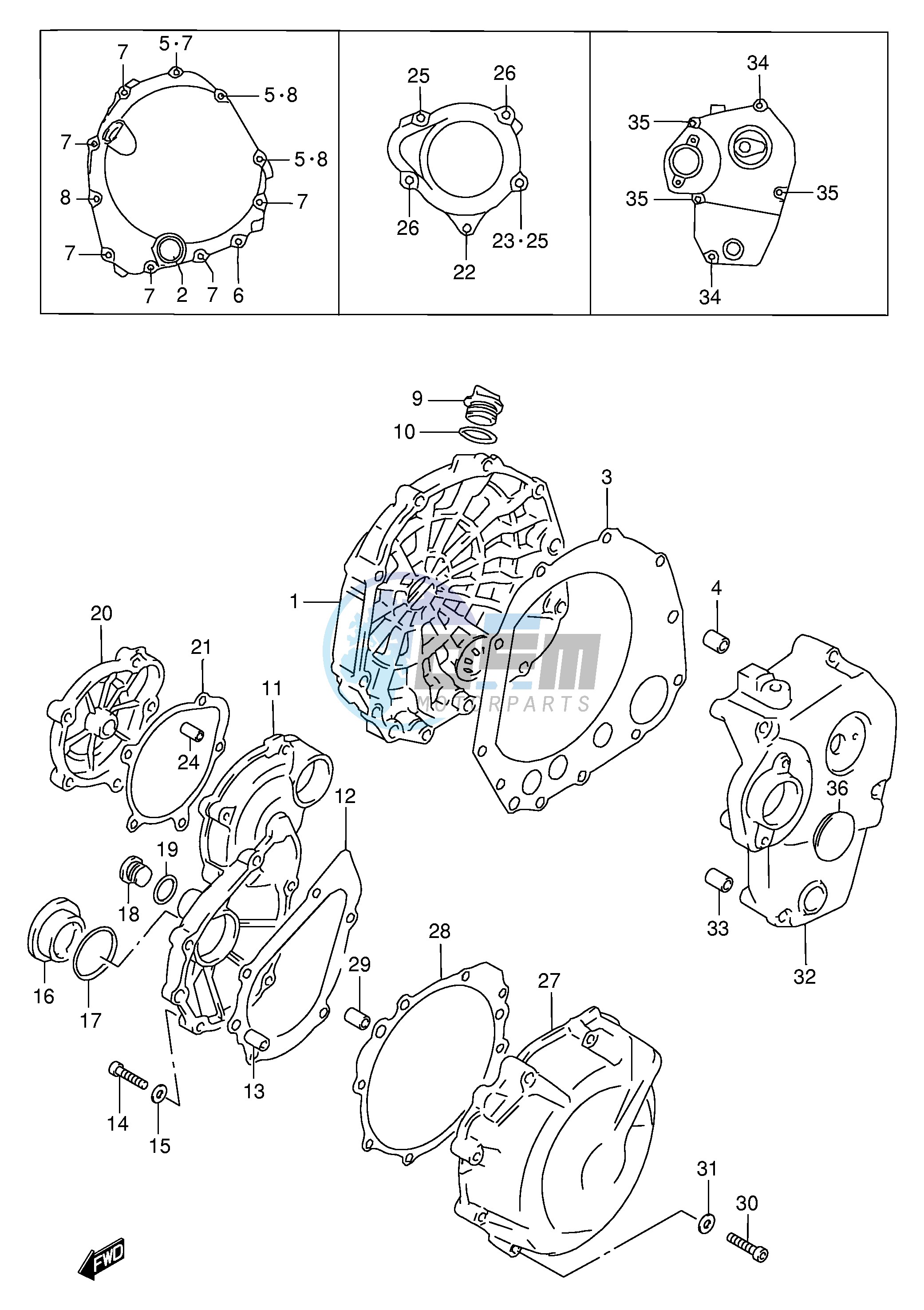 CRANKCASE COVER (MODEL T V)