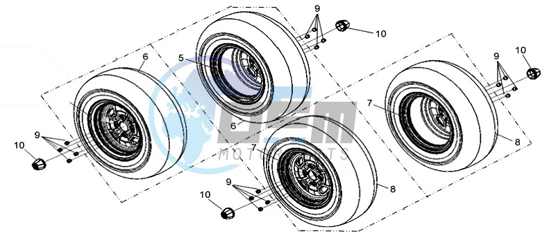 WHEELS FRONT AND REAR