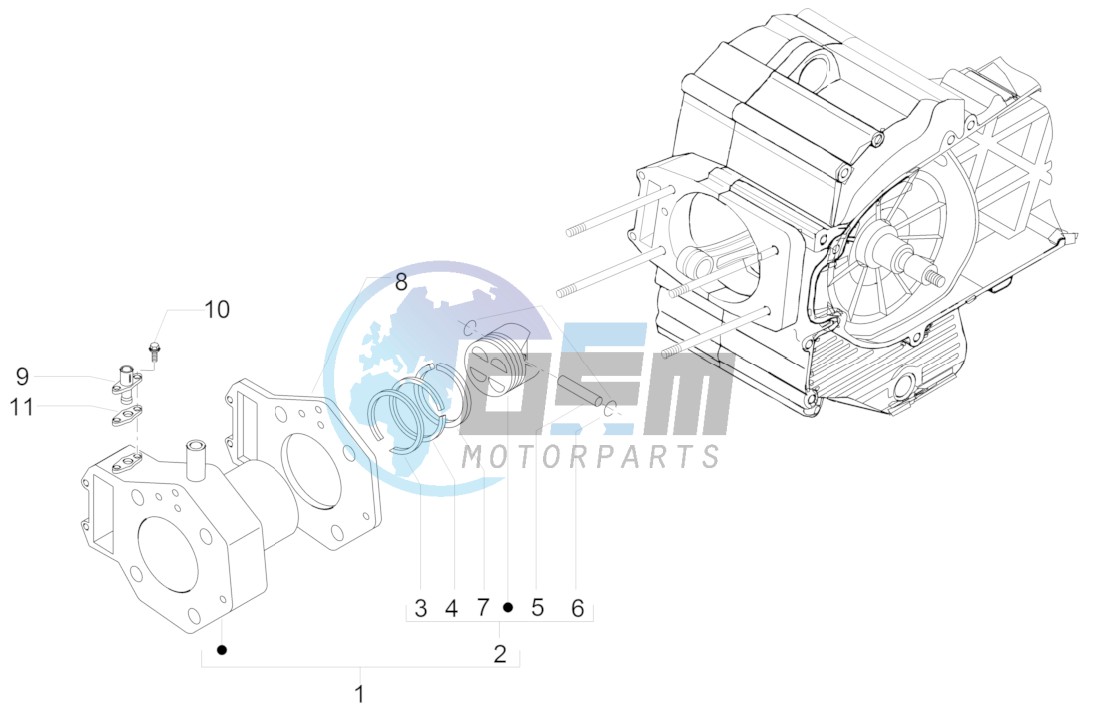 Cylinder-piston-wrist pin unit