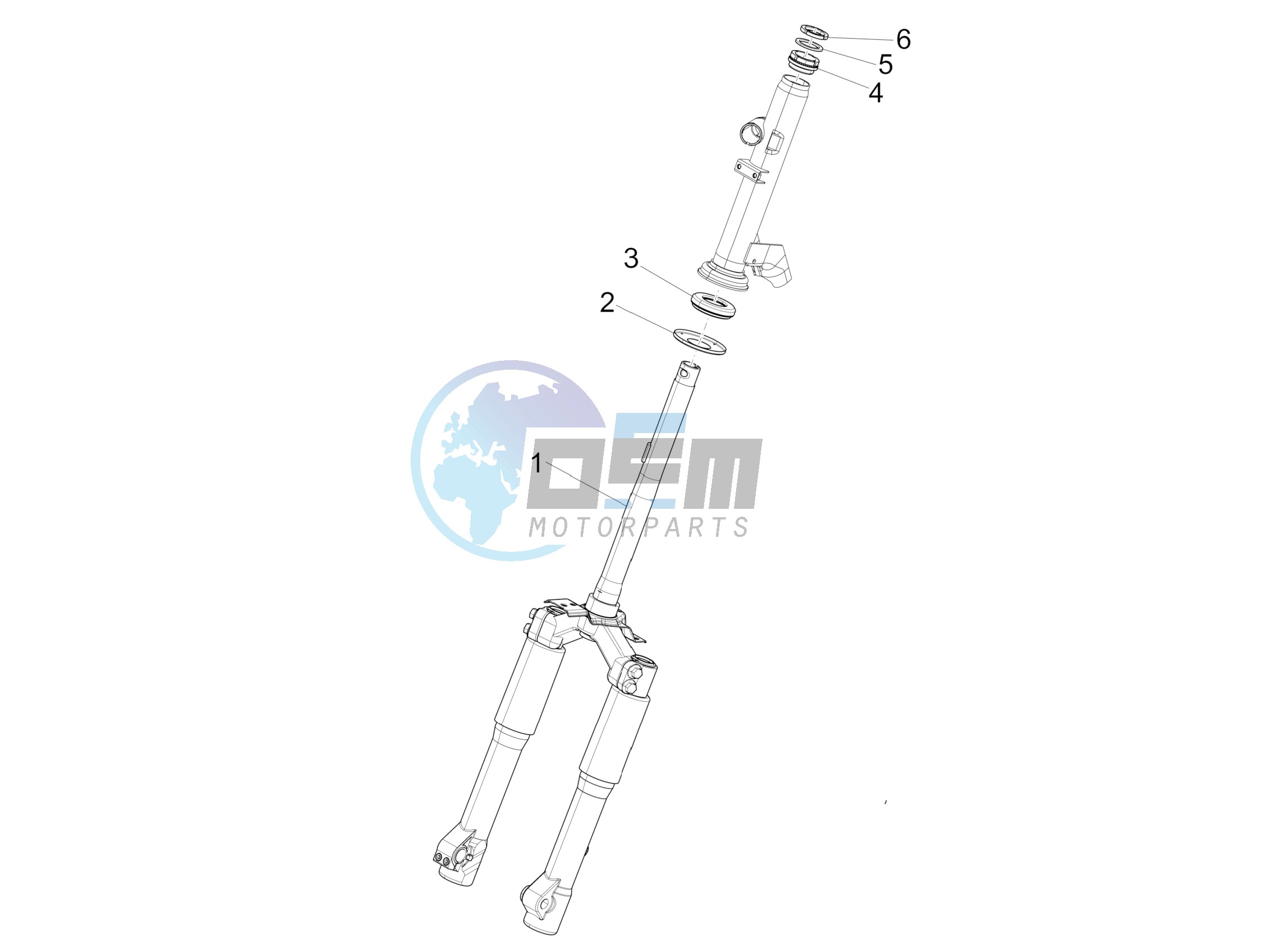 Fork steering tube - Steering bearing unit