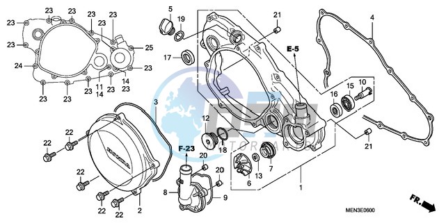 R. CRANKCASE COVER/WATER PUMP