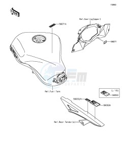 Z1000SX_ABS ZX1000MFF FR GB XX (EU ME A(FRICA) drawing Labels