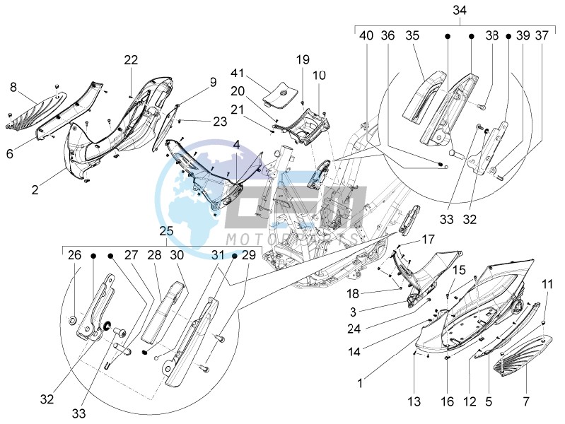 Central cover - Footrests