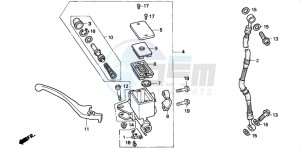 CB250 NIGHTHAWK drawing FR. BRAKE MASTER CYLINDER