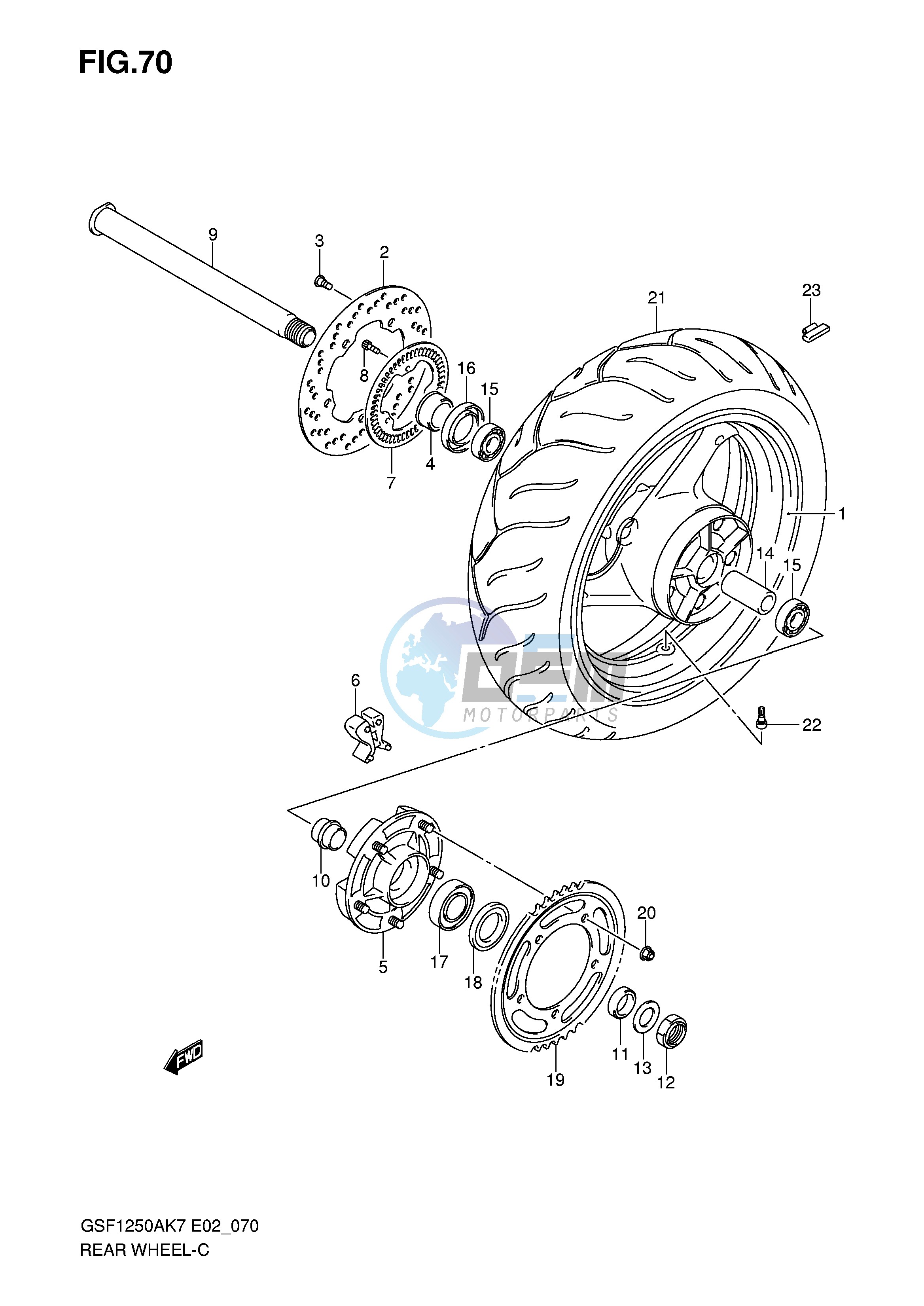 REAR WHEEL (GSF1250AK7 SAK7 AK8 SAK8 AK9 SAK9 SAZK9 SAL0)