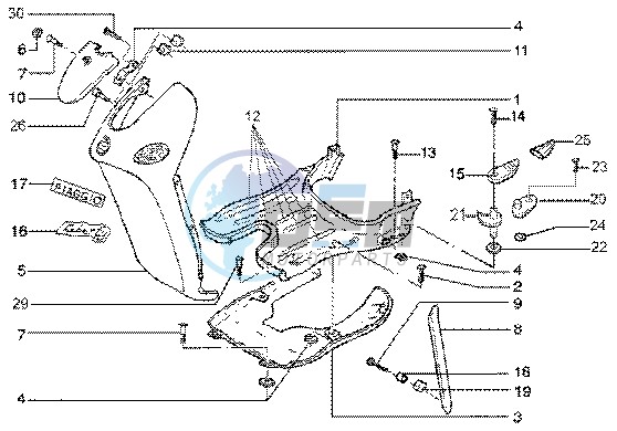 Front shield-foot board-spoiler