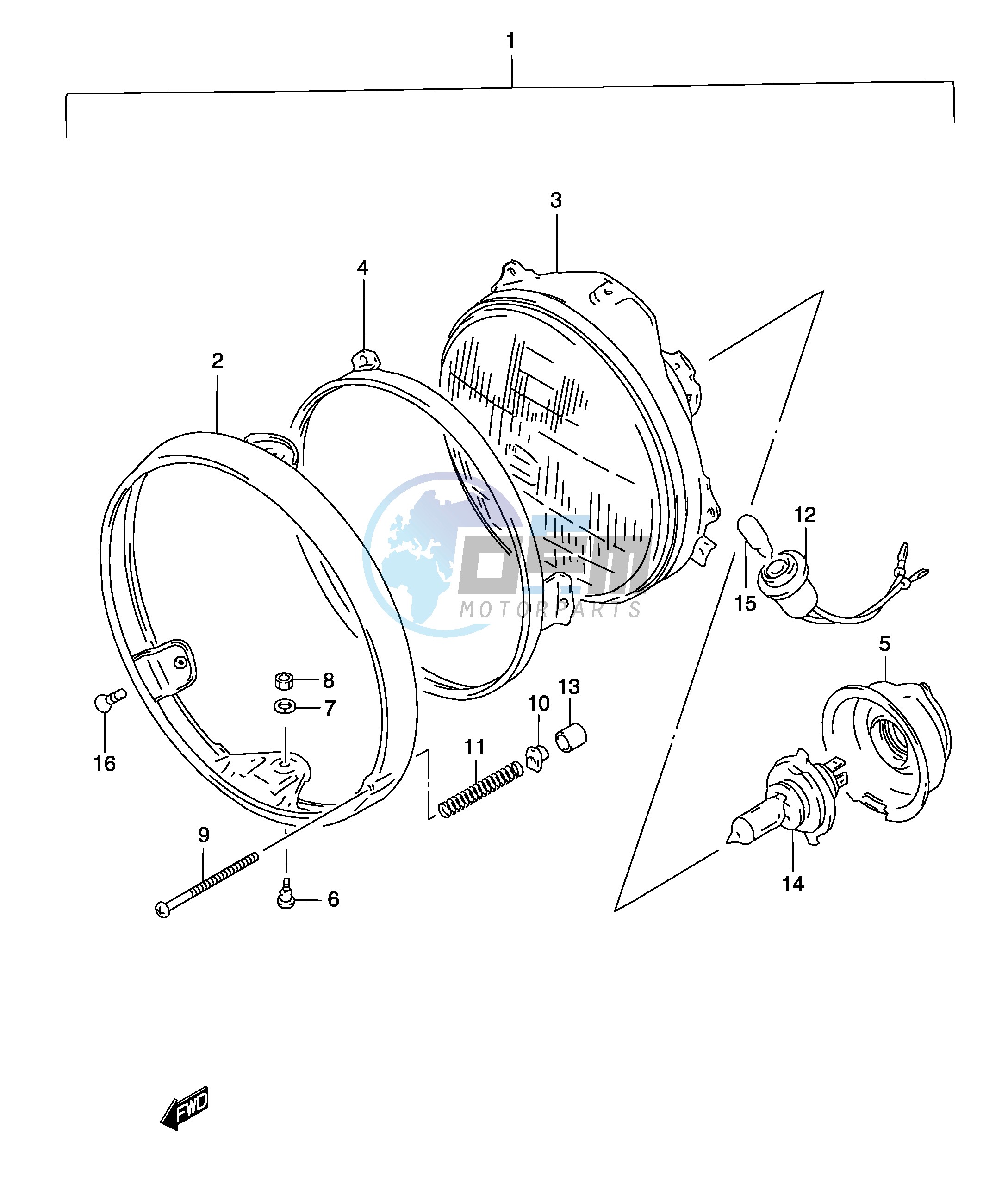 HEADLAMP (GS500K3 UK3 HK3 HUK3 P2, P19, P54)