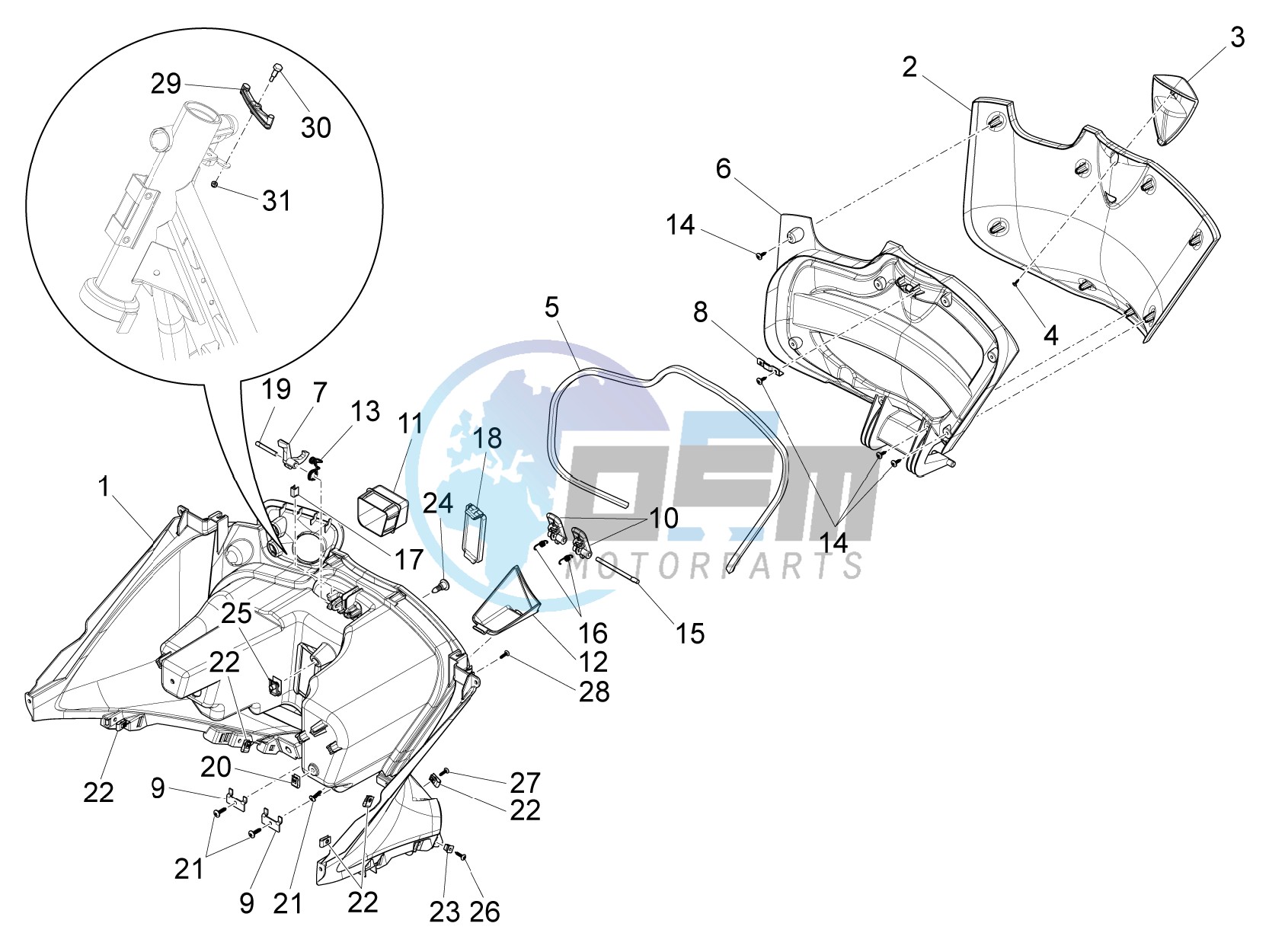 Front glove-box - Knee-guard panel