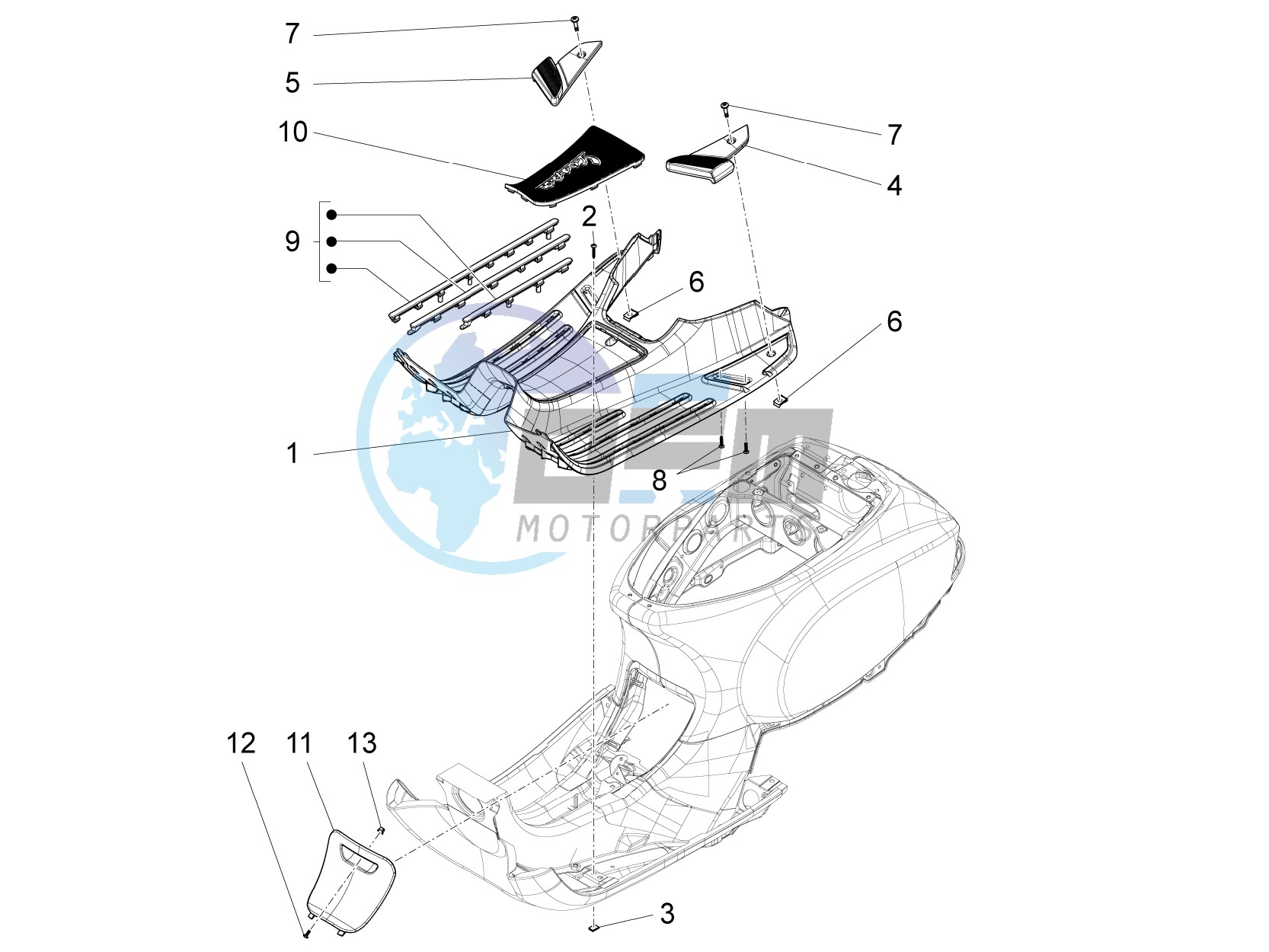 Central cover - Footrests