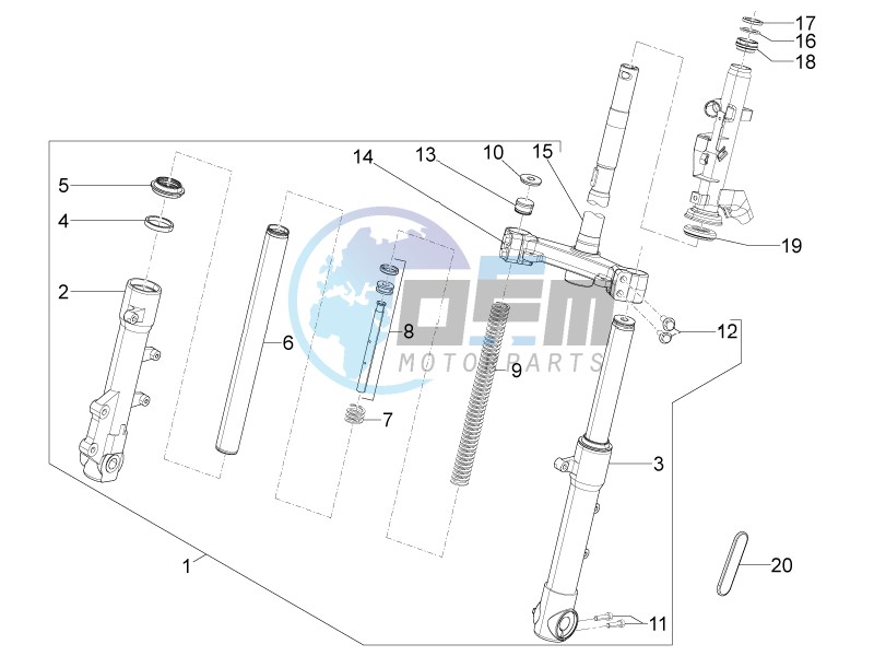 Fork/steering tube - Steering bearing unit