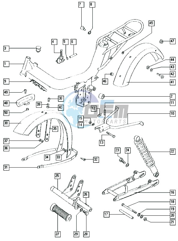 Frame-swinging arm-mudguards