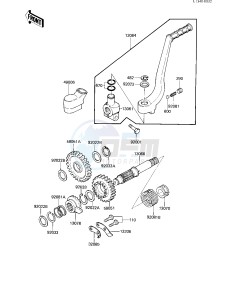 KX 500 A [KX500] (A1) [KX500] drawing KICKSTARTER MECHANISM -- 83 A1- -