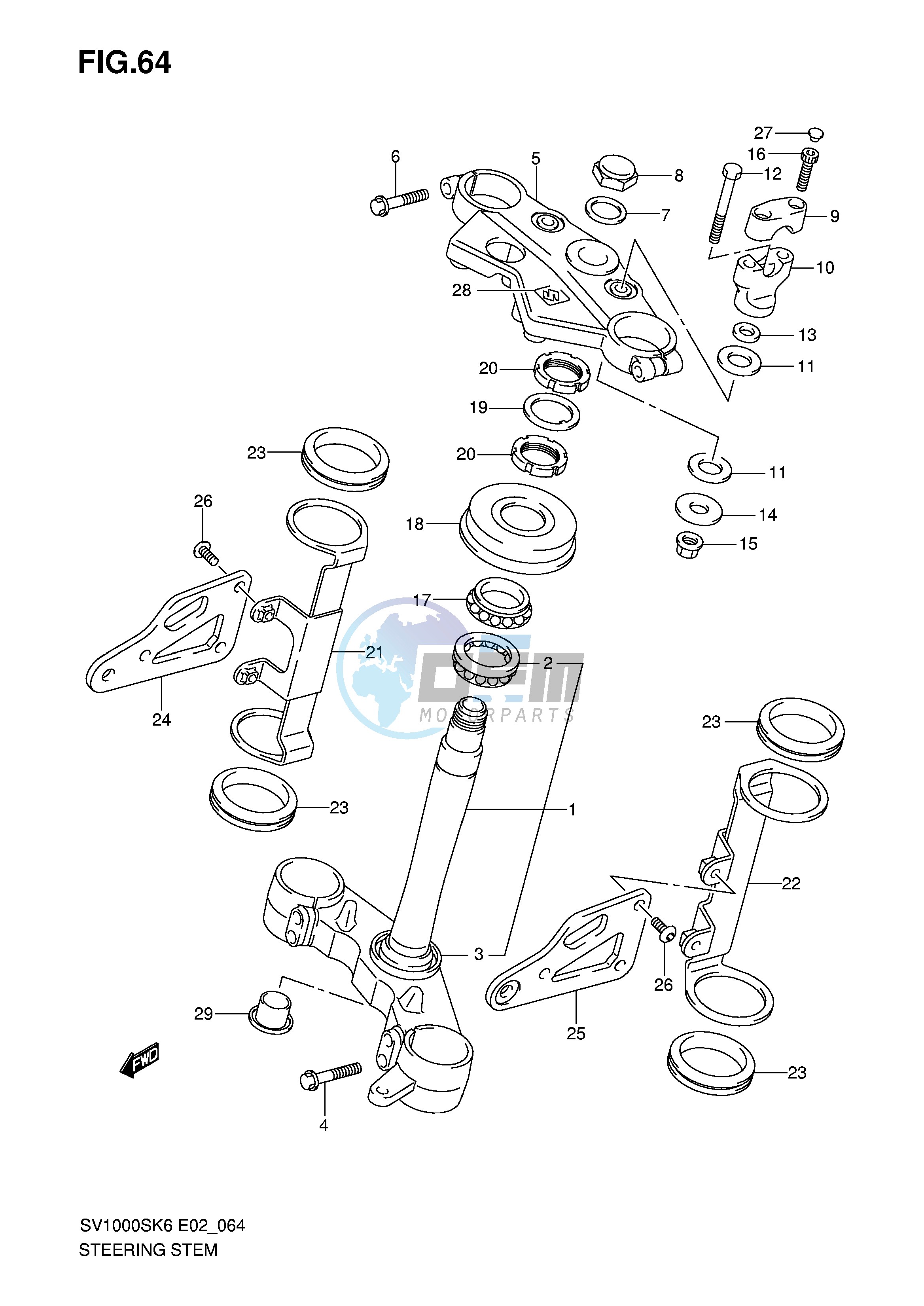 STEERING STEM (SV1000K6 U1K6 U2K6 K7 U2K7)