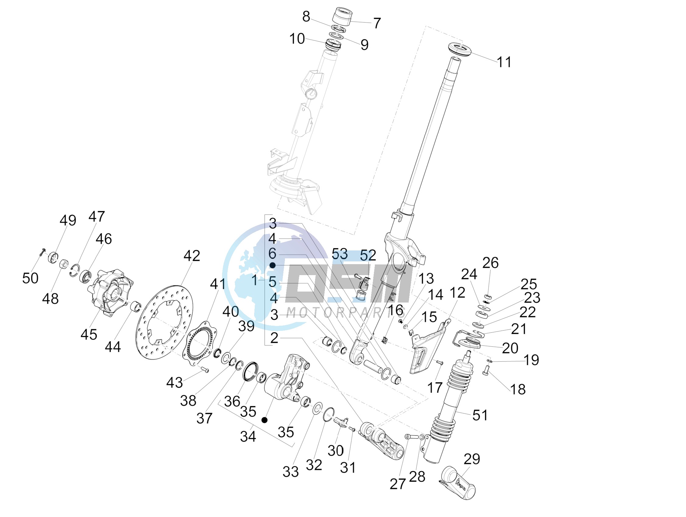 Fork/steering tube - Steering bearing unit