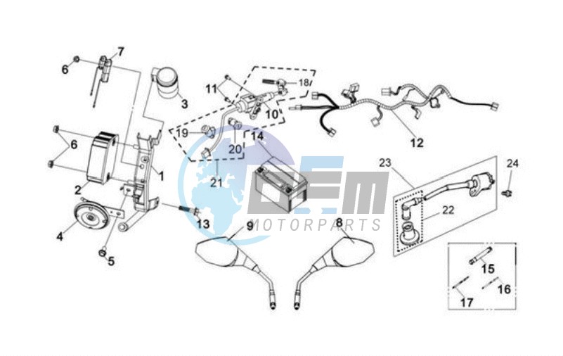 MIRRORS L /R / THROTTLE CABLE / BRAKE LEVERS