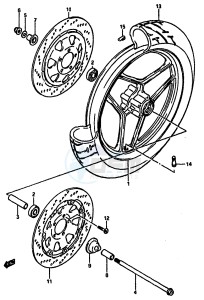 GSX-R750 (F-G-H) drawing FRONT WHEEL (MODEL H)